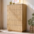 thumbnail image 4 of wow97e Fluted 5 Drawers Dresser, Wood Tall Chest of Drawers with Deep Storage, Modern Bedroom Chest for Closet Hallway, Entryway, Living Room, 4 of 7