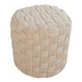thumbnail image 3 of 24" Round Ottoman Pouf, Braided Ottoman Pouf, Modern Velvet Footrest Stool for Living Room, Bedroom, Entryway, Cream, 3 of 6