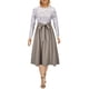 thumbnail image 1 of Vestido de mujer con cinturón y estampado de empalme, cintura alta, ajustado, cuello redondo, manga Abanopi Beige/Extragrande, 1 of 7