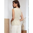 thumbnail image 3 of DARING DIVA Women's Stylish Linen Sleeveless Crew Neck Button Down Waistcoat L Apricot, 3 of 7