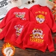 thumbnail image 4 of GYRATEDREAM Infant Toddler Baby Fleece Lined Sweatshirt Pullover Boys Girls Long Sleeve Red Festive Graphic Print Hoodies Kids Thickened Warm Tops for 6 Months-7 Years, 4 of 7