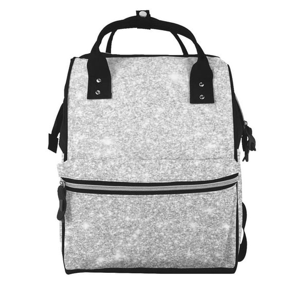 Defioc Silver Glitter for Baby Diaper Bag Backpack - Baby Bag for Boys & Girls - Diaper Backpack - Large Travel Diaper Bags- Baby Registry Search & Shower Gifts