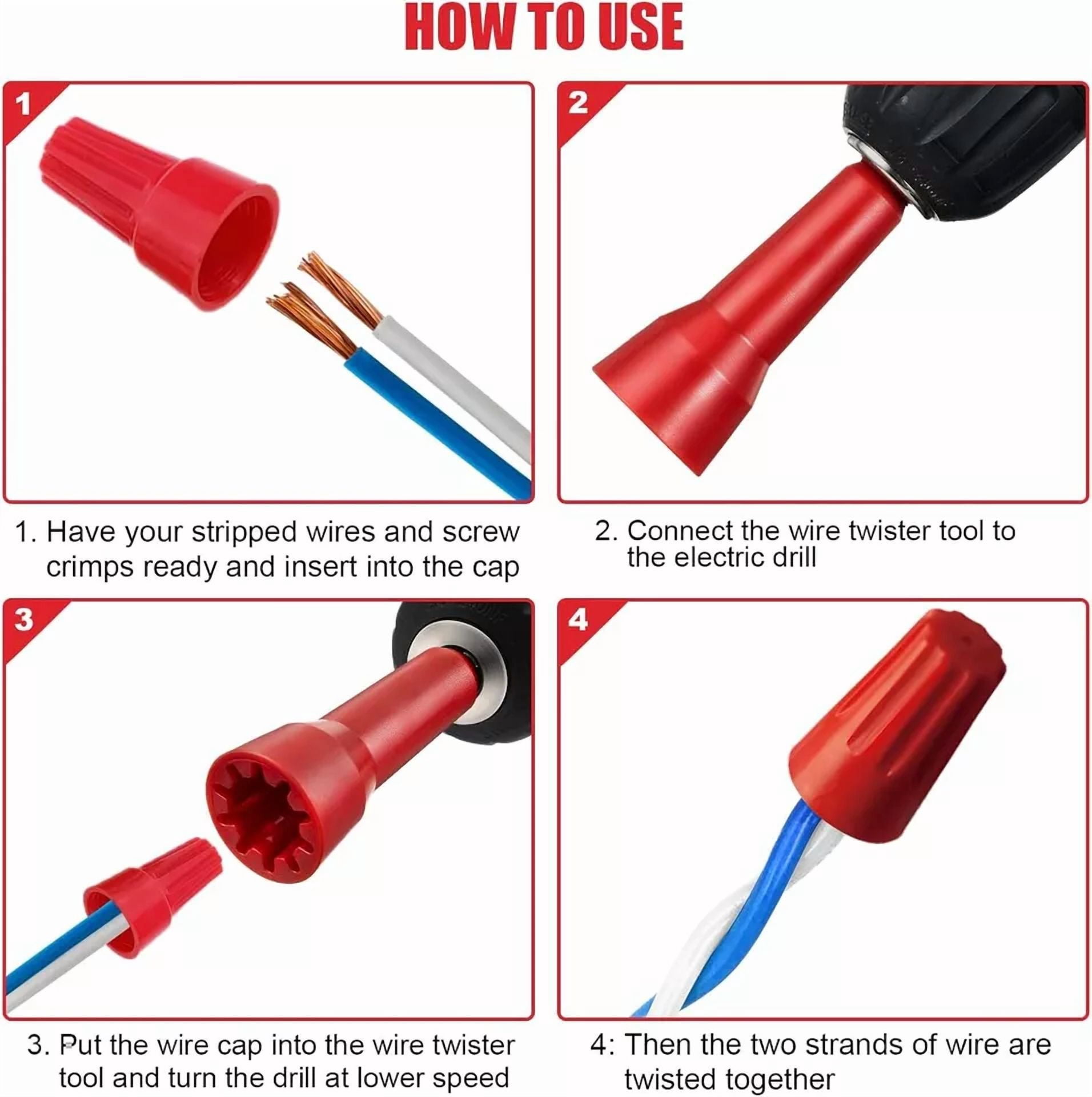 CRESTIN- 3X Wire Stripping&Twisting Tool Electrical Drill Wire Stripper Cable Nut Twister