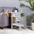 thumbnail image 3 of UBesGoo Modern Nightstand Mirrored Bedside Table with 1 Drawer and 1 Cabinet Door for Bedroom, Silver, 3 of 9