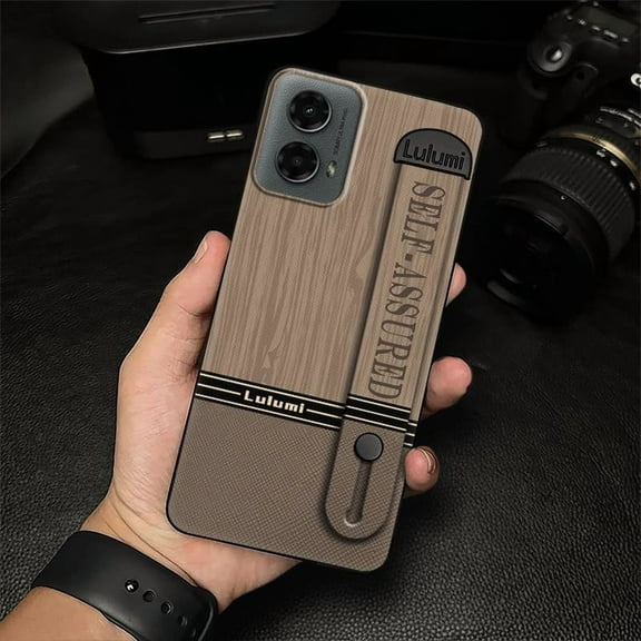 KBS-Phone Case For MOTO G 5G 2024, Nature Fashion Design Masculine Anti-knock Plain color Kickstand Geometry Silicone Durable Waterproof Protective Phone Holder Wrist Strap Shockproof