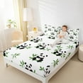 thumbnail image 4 of jejeloiu Cute Panda Queen Sheet Sets,Zoo Animal Flat Sheet,White Black Green Queen Fitted Sheet For Boys Girls,Ultra Soft Home Decor,4-Piece, 4 of 7