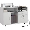 thumbnail image 1 of HOMCOM Armoire Mobile à 2 Tiroirs avec Station de Charge Ports USB Roues, 1 of 10