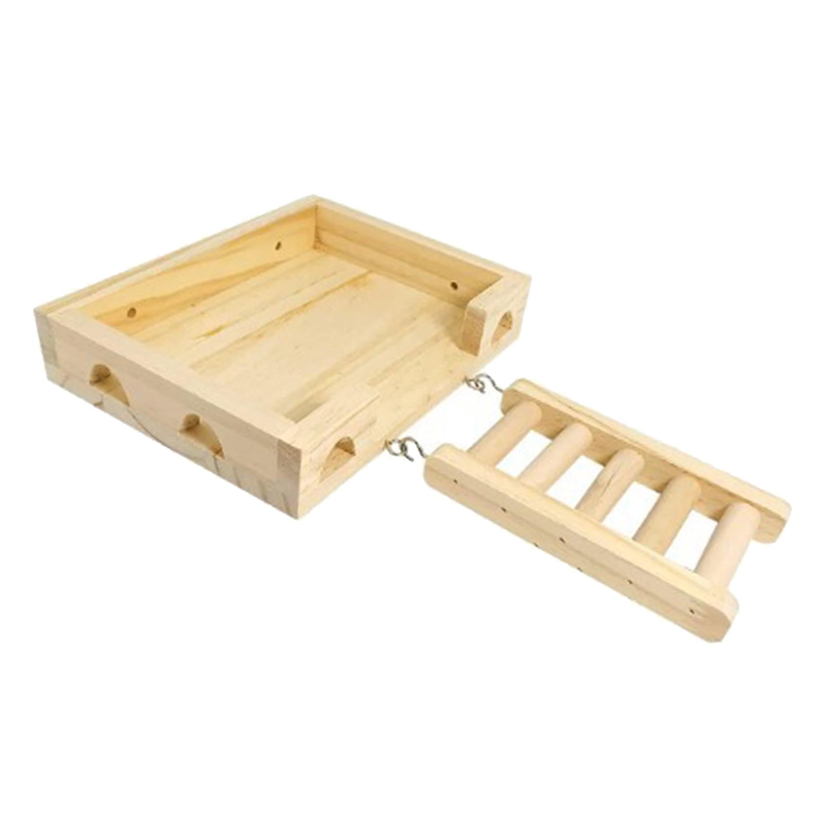 Bvdfgk Hamster Wooden Ladder Toy Accessories Bird Cage Accessories Chewing Exercise Toy Platform 20x15.4x4cm