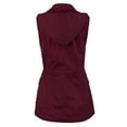 thumbnail image 3 of A2Y Women's Solid Drawstring Waist Zipper Pockets Military Utility Hoodie Vest Wine L, 3 of 3