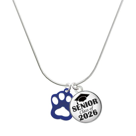 Delight Jewelry Acrylic Small Paw Blue – Silvertone Senior Class of 2026 Dome Necklace 18 Delight Jewelry Acrylic Small Paw Blue – Silvertone Senior Class of 2026 Dome Necklace 18