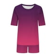 thumbnail image 4 of Conjunto de Pijama de las Mujeres de Moda Casual Color Sólido Manga Corta Cuello Redondo Top Y Pantalones, 4 of 6