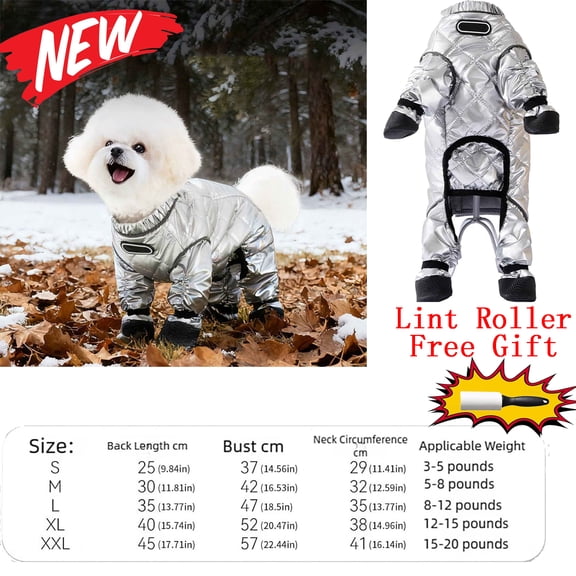 KOYPTL Dog Snowsuit with Attached Boots Waterproof Anti-Slip Dog Leggings Reflective Pet Puppy Jumpsuit Paw Protector Pants for Outdoor Winter Snow Rain Hiking and Walking 5 Sizes