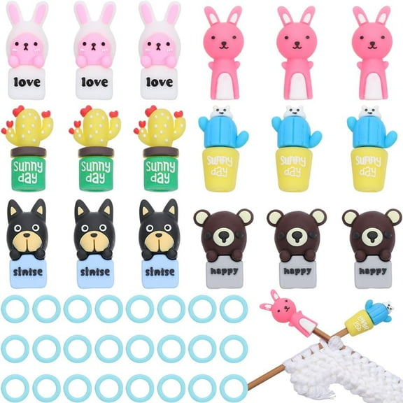 78Pcs Knitting Tool Kit Knitting Needle Stoppers Knitting Needle Protectors Silicone Knitting Needle Point Protectors Stitch Marker Rings Needle Tip Protectors for Knitting Sewing Crocheting colorful