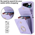 thumbnail image 2 of ELEHOLD Crossbody Wallet Case for Samsung Galaxy Z Flip 4,Premium Leather Case with Organ Card Slots Metal Ring Holder Detachable Shoulder Strap Luxury Purse Case for Women,Purple, 2 of 7