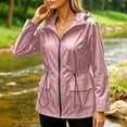 thumbnail image 5 of TEAJOPSUU Women's Zip Up Jackets with Flap Pockets Waterproof Collared Drawstring Waist Long Sleeve Jackets Outdoor Casual Hiking Daily Coats Pink, 5 of 6