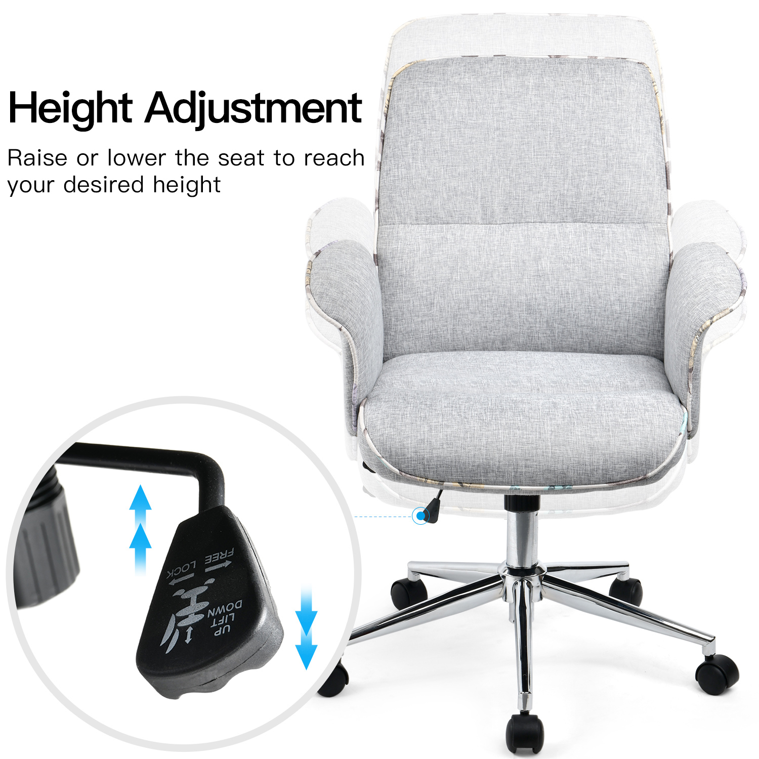 ComHoma Ergonomic Executive Adjustable Mid-Back Home Office Chair, Gray ...