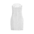 thumbnail image 5 of asdoklhq Sequin Dress Corset Dress Fashion Women's Sequined Sleeveless Strapless Buttocks Wrapped Dress Short Skirt White M, 5 of 9