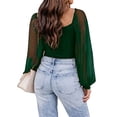 thumbnail image 5 of Women Blouses Silk Long Sleeve Shirt Thin Shirts for Womens Plain Long Sleeve Shirt Pretty Scrub Tops Women Ladies Tops Casual Casual Blouses for Summer Womens Satin Silk Green S, 5 of 7