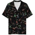 thumbnail image 3 of PRIYAL Colorful Musical Instruments Mens Short Sleeve Pajama Set Satin Silk Sleepwear 2 Piece Pjs Loungewear, 3 of 6