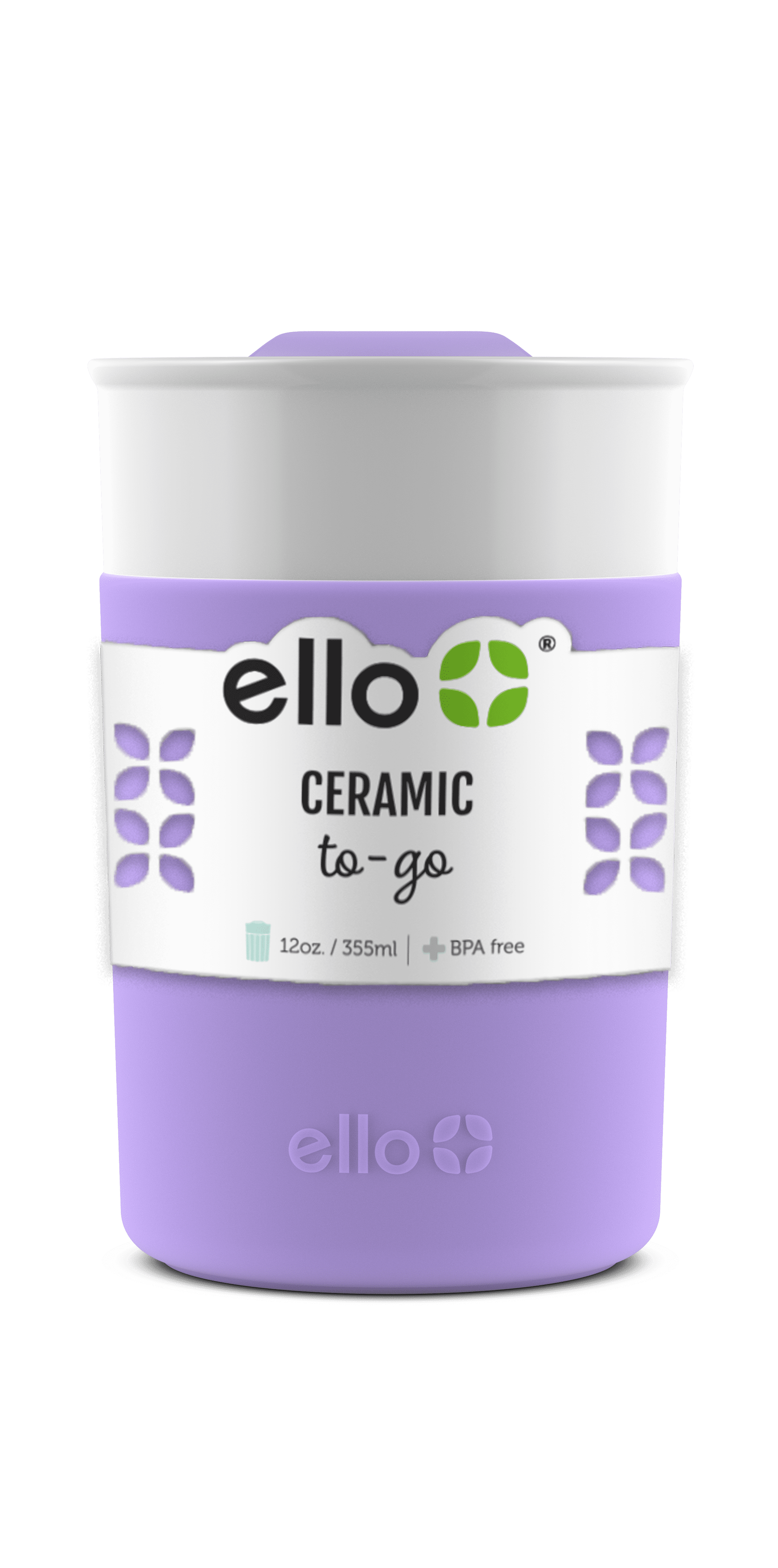 Ello Lilac Archie Ceramic Thermos Mug With Lid, 11 Fluid Ounces