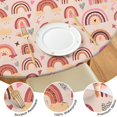 thumbnail image 4 of Pink Boho Bohemia Rainbows Hearts Stars Pattern Round Fitted Tablecloth with Elastic Edge,Dining Table Cover Waterproof,Outdoor Round Tablecloth for Camping,Dining,Indoor and Outdoor, 4 of 7