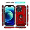 thumbnail image 2 of K-Lion For iPhone 14 Pro,Slim Armor Shockproof Magnetic Ring Holder Stand Hard PC Case Cover,Red, 2 of 7