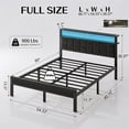 thumbnail image 6 of Kbun Full Size Platform Bed Frame with Upholstered Headboard, Metal Bed Frame with LED Light, Heavy Duty Steel Slat Supported Full Bed Frames, No Box Spring Needed, Black, 6 of 8
