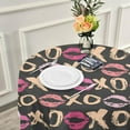 thumbnail image 6 of SKYSONIC Valentine's Kisses Lips Round Tablecloth 60inch with Lace Indoor Wrinkle Free, Circular Table Cover Washable Farmhouse Tabletop for Kitchen Dining Decor, 6 of 7