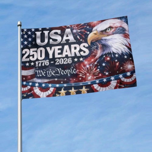 USA 250th Anniversary Flag Double-Sided 4x6 Ft American Independence 1776–2026 Celebration Flag 250 Years Birthday Patriotic Banner for Indoor Outdoor Decor