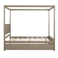 thumbnail image 3 of Wood Canopy Bed With Trundle Bed, Full Size Canopy Platform Bed With Support Slats .No Box Spring Needed, Light Brown, 3 of 9