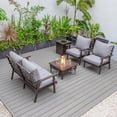 thumbnail image 5 of LeisureMod Walbrooke Modern Aluminum 5-Piece Patio Conversation Set with Outdoor Square Fire Pit Table & Side Table Tank Holder And Grey Cushions, 5 of 19
