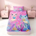 thumbnail image 4 of Homewish Cartoon Axolotl Twin Sheets for Kids Girls, Pink Glitter Stars Bedding, 3-Piece (1 Flat Sheet, 1 Fitted Sheet and 1 Pillowcase), 4 of 6