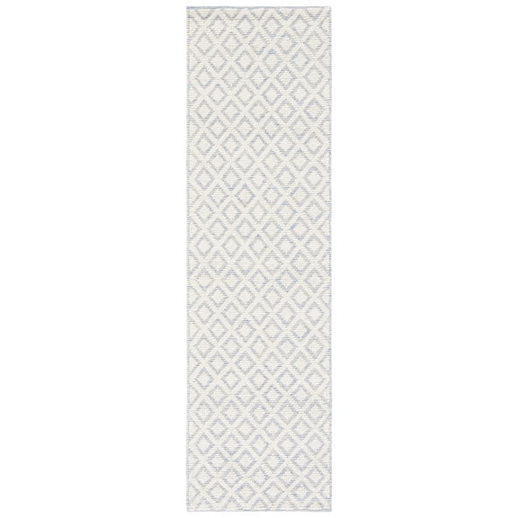 SAFAVIEH Vermont Thurstan Geometric Wool Runner Rug, Ivory/Light Blue, 2'3" x 8'