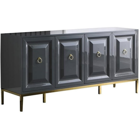 Pemberly Row 65" Wood Buffet/Sideboard with Gold Accents in Gray