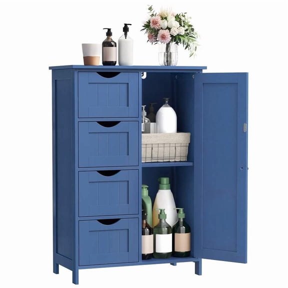 Storage Cabinet With Drawers, Freestanding Floor Cabinet With Door, 11.2 X 21.7 X 32.3 Inches, Adjustable Shelf, For Bathroom, Living Room, Kitchen
