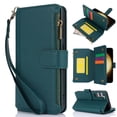 thumbnail image 2 of Wallet Case Compatible with Samsung Galaxy S23 Zipper Luxury ID Cash Credit Card Slots Holder Crossbody Lanyard Folio PU Leather Cover [Detachable Magnetic Hard Case] with Strap, Green, 2 of 14