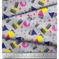 thumbnail image 3 of Soimoi Gray polyester Crepe Fabric Circle & Triangle Geometric Fabric Prints By Yard 42 Inch Wide, 3 of 3