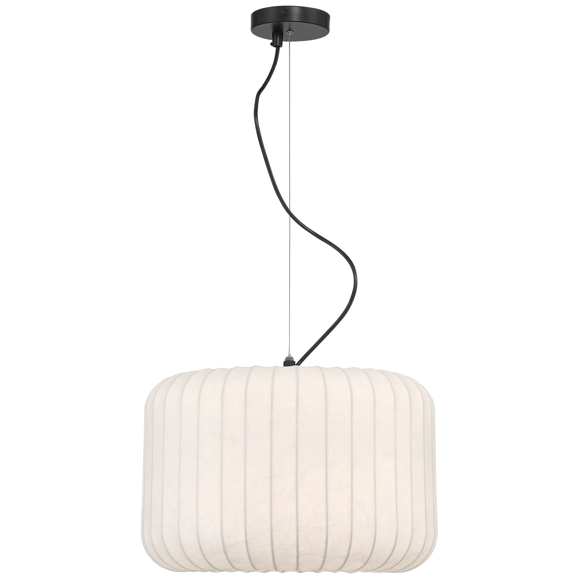 Possini Euro Design Jaime 18" Modern Pendant Chandelier Ceiling Light Fixture Dining Room Over Table Drum Matte Black and White