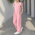 thumbnail image 4 of Delliss Girls Jumpsuits Ruffle Sleeveless Strap Casual Loose Overalls One Piece Wide Leg Pants Rompers 5-15 Years, 4 of 8