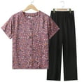 thumbnail image 3 of Summer Suit Cotton Silk Large  Old  Clothes Old Lady‘s Short Sleeve Trousers New Style Cardigan, 3 of 7