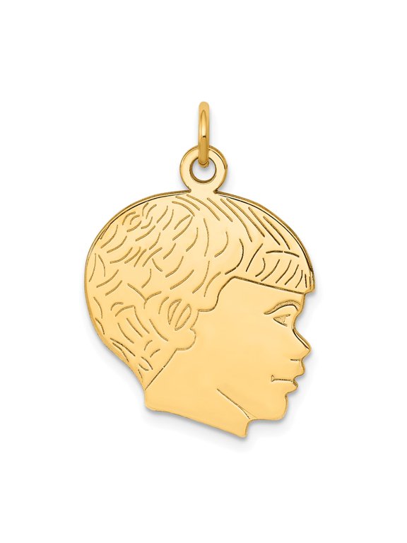 14K Yellow Gold Solid Polished Boys Head Charm