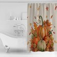 thumbnail image 2 of Fall Thanksgiving Shower Curtain, 72" x 72", Pumpkin Watercolor Botanical Maple Leaves Waterproof Bathroom Curtain Washable Shower Curtain Set with 12 Hooks, 2 of 6