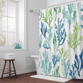 thumbnail image 3 of Ocean Teal Bathroom Shower Curtain, Blue Green Coral Underwater Garden Coastal Waterproof Washable Soft Bath Curtain for Bathtub Decor with 12 Hooks&Grommet, 54x78 Inch, 3 of 9
