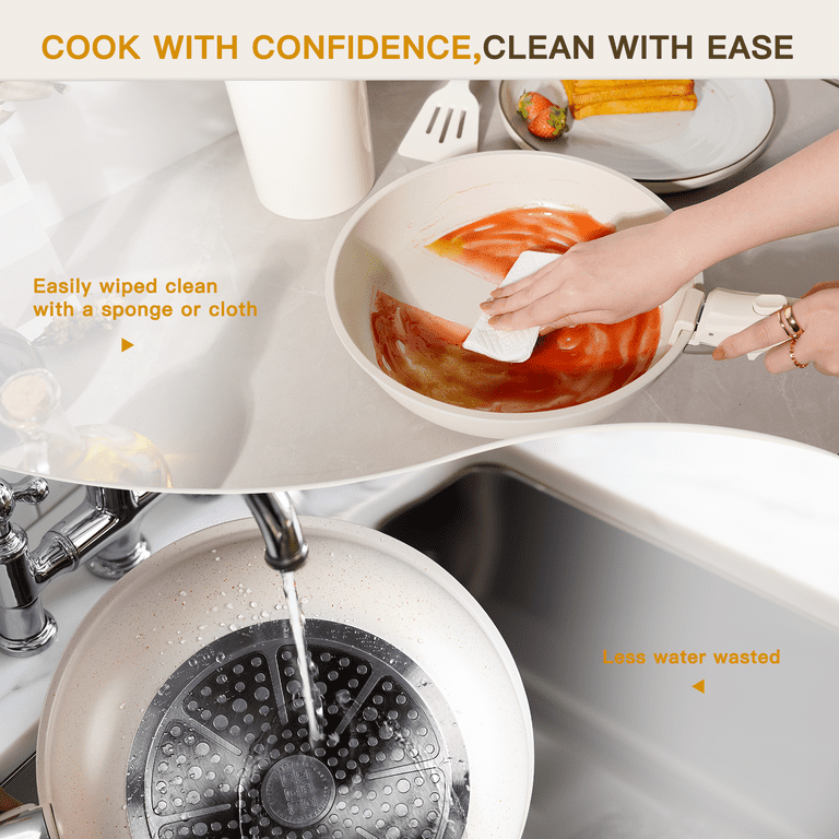Astercook 20-Piece Stackable Nonstick Cookware Set Cream photo 7