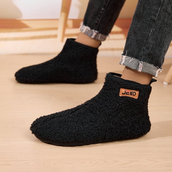 Men's and women's slippers, plush slippers, warm and anti-slip household slippers and high-top socks
