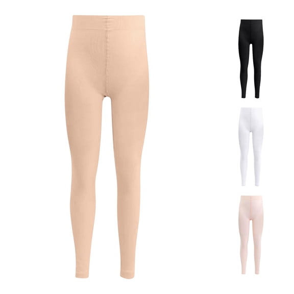 Weebloom Toddler Girls Leggings Solid Color Dance Pants For Kids Yoga Dance Pants Beige 3-4 Years