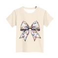 thumbnail image 3 of Girls Easter T-shirt Bow knot Printed Short Sleeve Round Neck Tops Cute Summer Tees Size 3-15 Years, 3 of 4