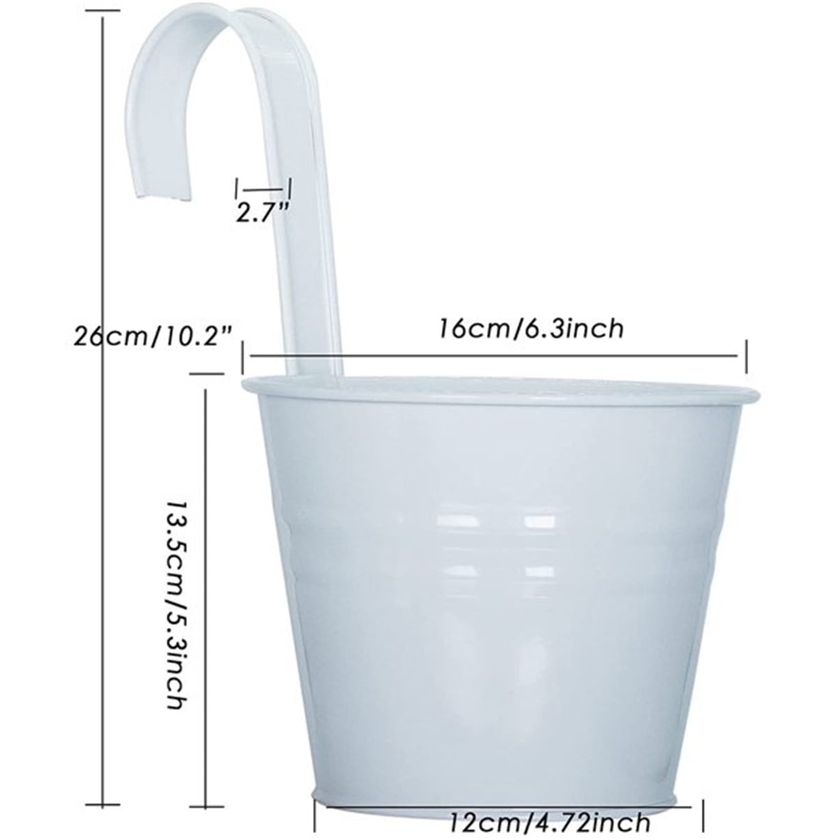 Casewin 4" Small Iron Hanging Planters Multicolor Flower Pots Balcony Garden Railing Planter, Fence Hanging Metal Bucket Plants Holders Set for Indoor and Outdoor, 12PCS