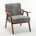 thumbnail image 2 of Accent Chair with Microfiber Upholstery and Solid Wood Frame, Mid-Century Modern Style, Grey, 2 of 5