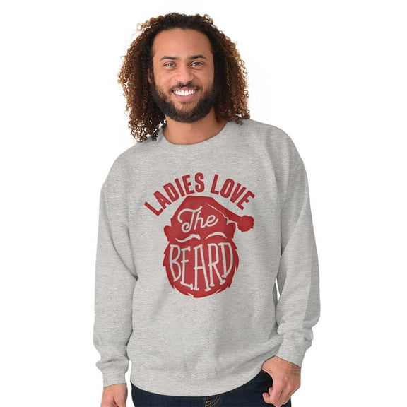 Xmas Ladies Love The Beard Santa Men's Big & Tall Crewneck Sweatshirt Brisco Brands 2X